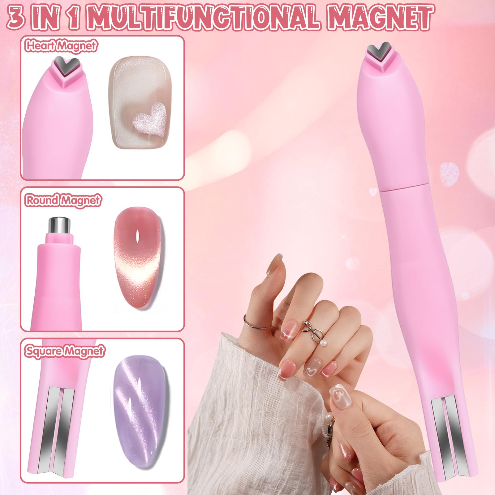 HINGTAI aimant œil-chat carré, motif géométrique précis et tendance