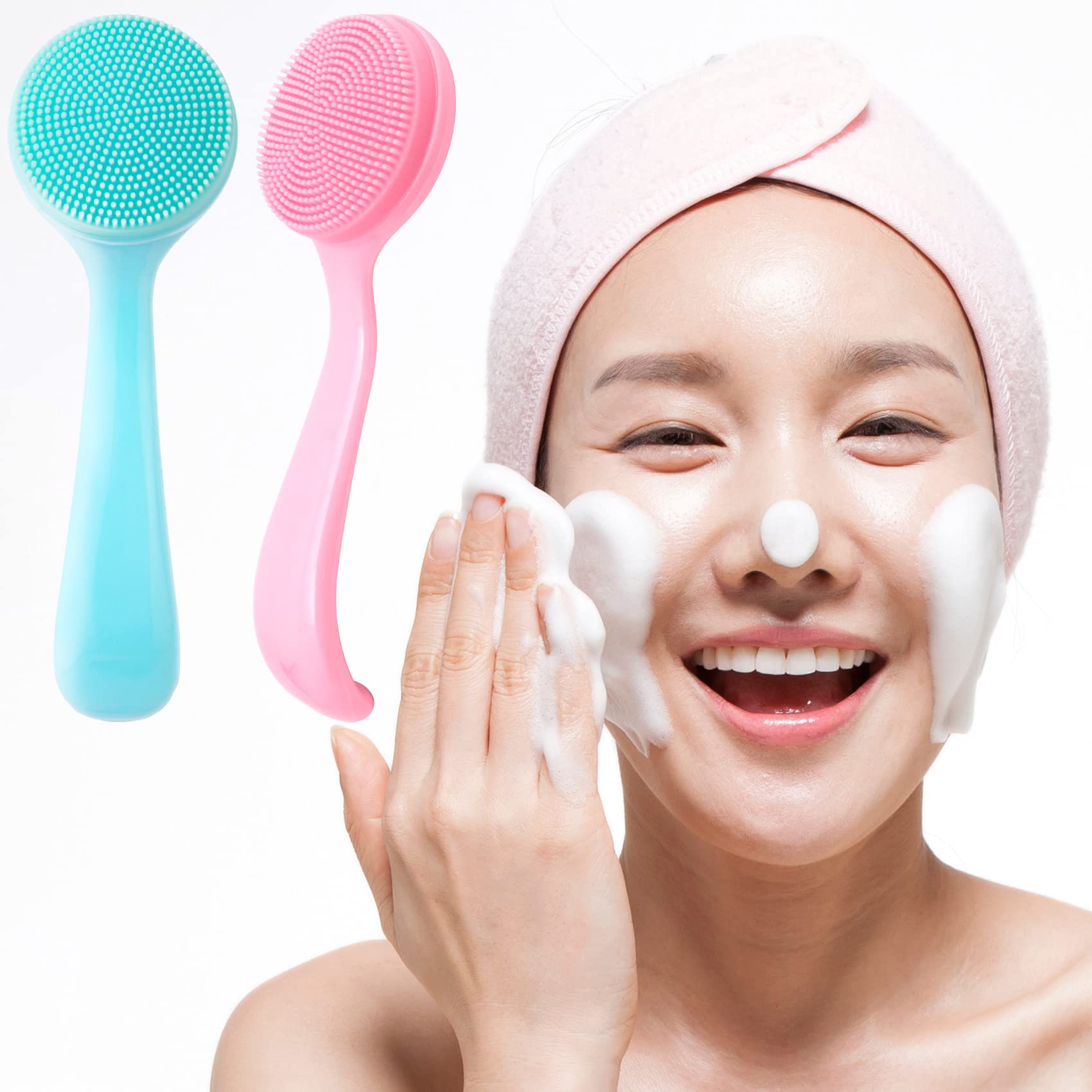 HINZIC brosse visage cadeau idéale, duo bleu et rose.