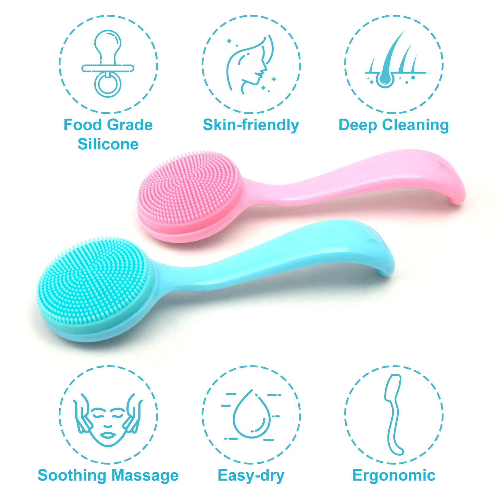 Brosse visage Hinzic silicone, massage quotidien et peau rafraîchie.