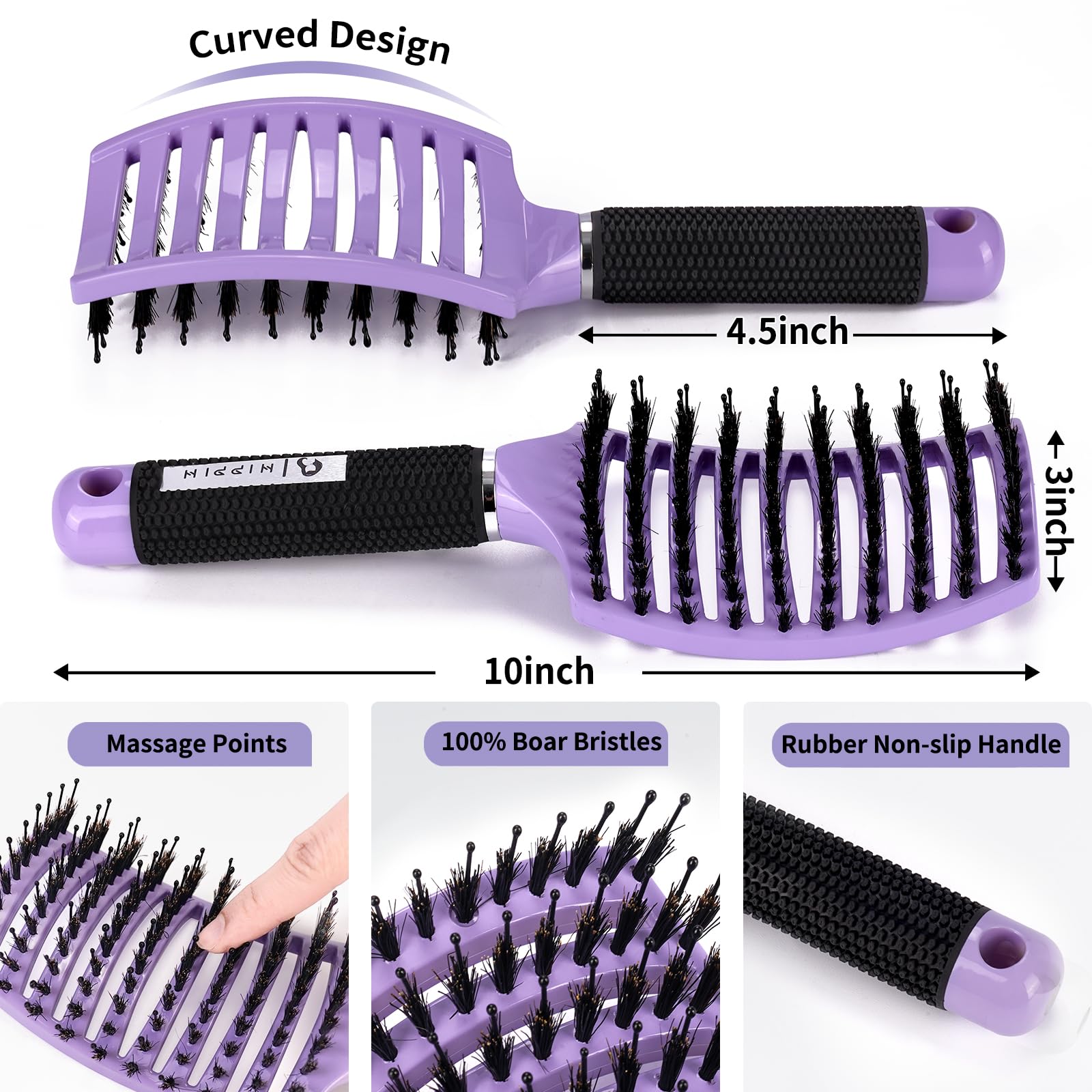 Brosse HIPPIH à poils de sanglier – détanglage efficace sans tirer.