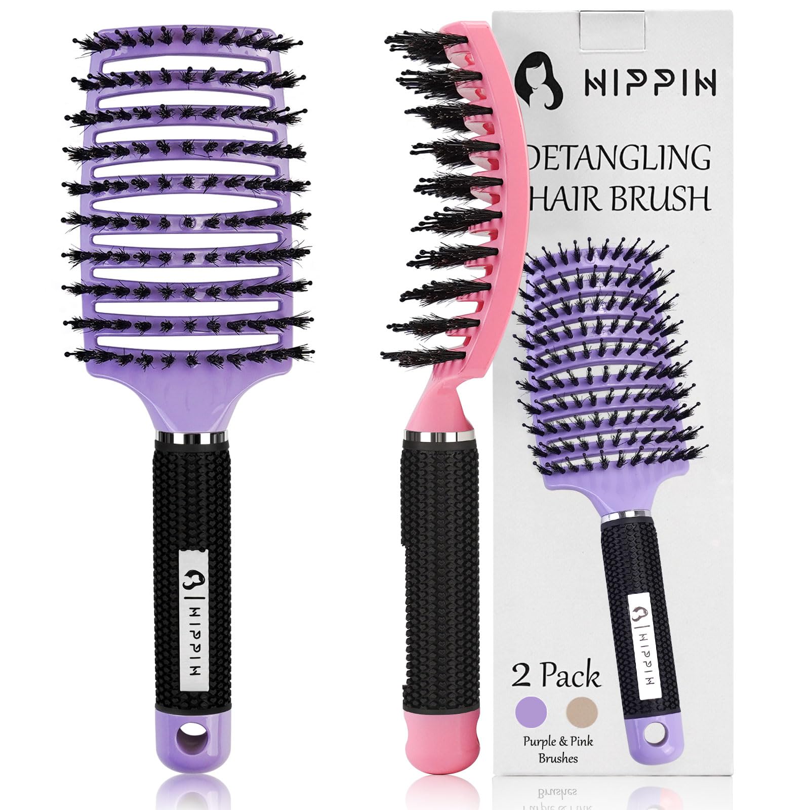 Brosse HIPPIH à poils de sanglier – face, démêlage en douceur.