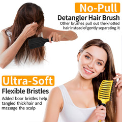 Brosse HIPPIH démêlante sur cheveux mouillés, démêlage en douceur sans cassures.
