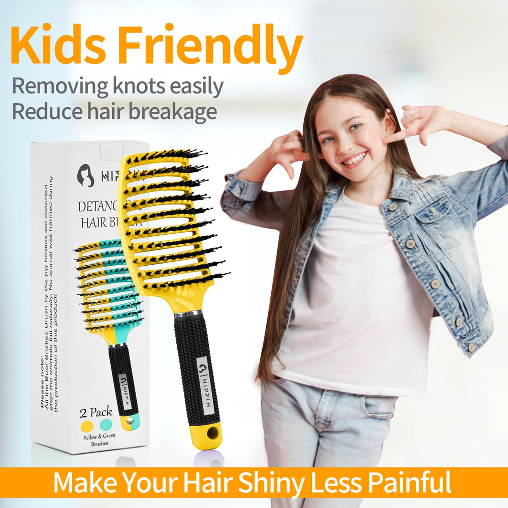 Brosse HIPPIH démêlante adaptée aux enfants, douceur adaptée pour peaux sensibles.