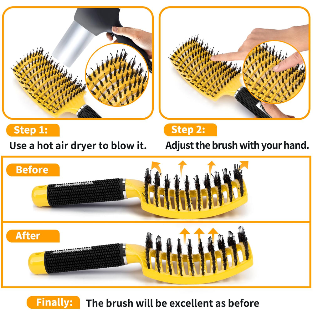 Brosse HIPPIH démêlante en voyage, modèle compact et facile à emporter.