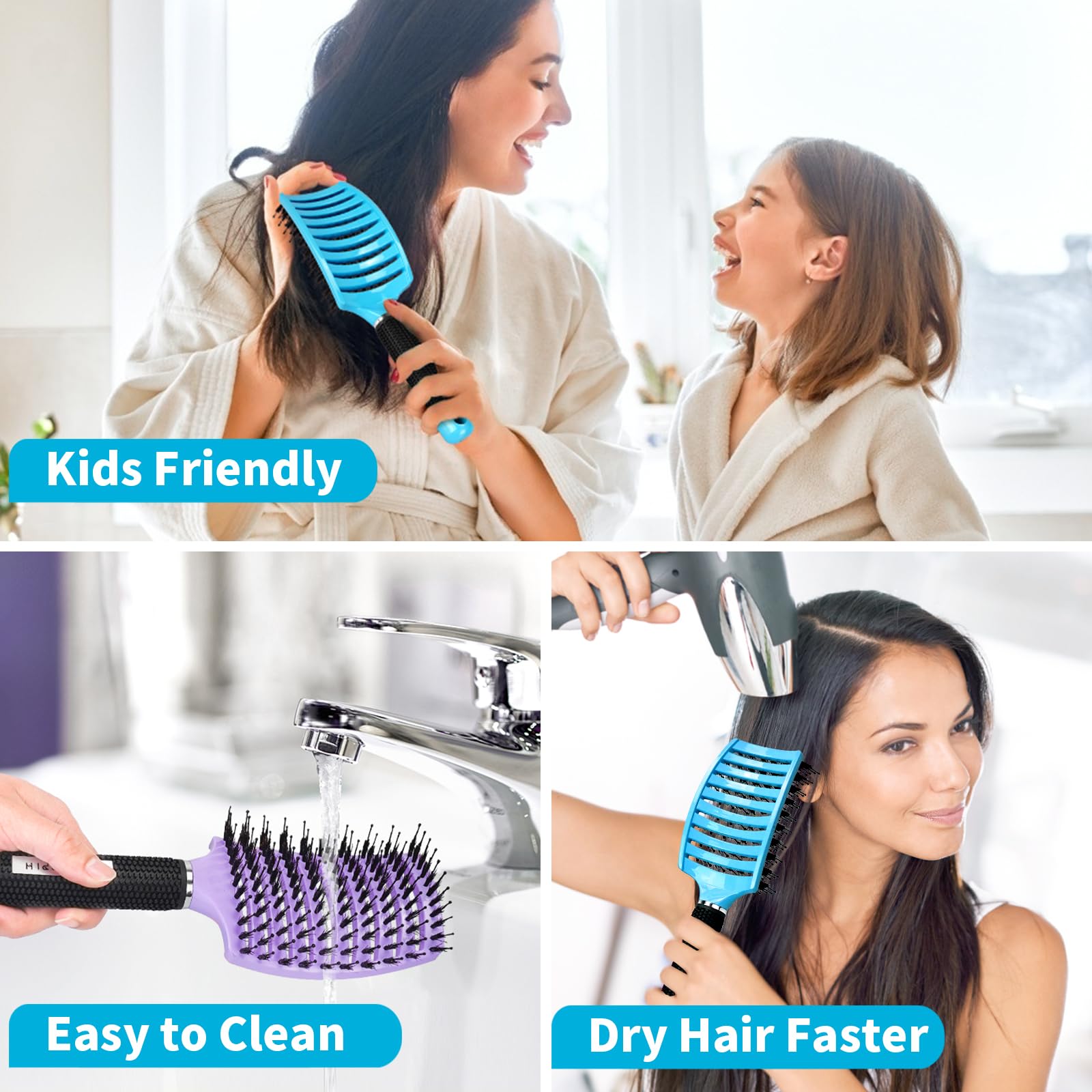 Brosse HIPPIH 2-pack pour cheveux rapides et pratiques au quotidien.