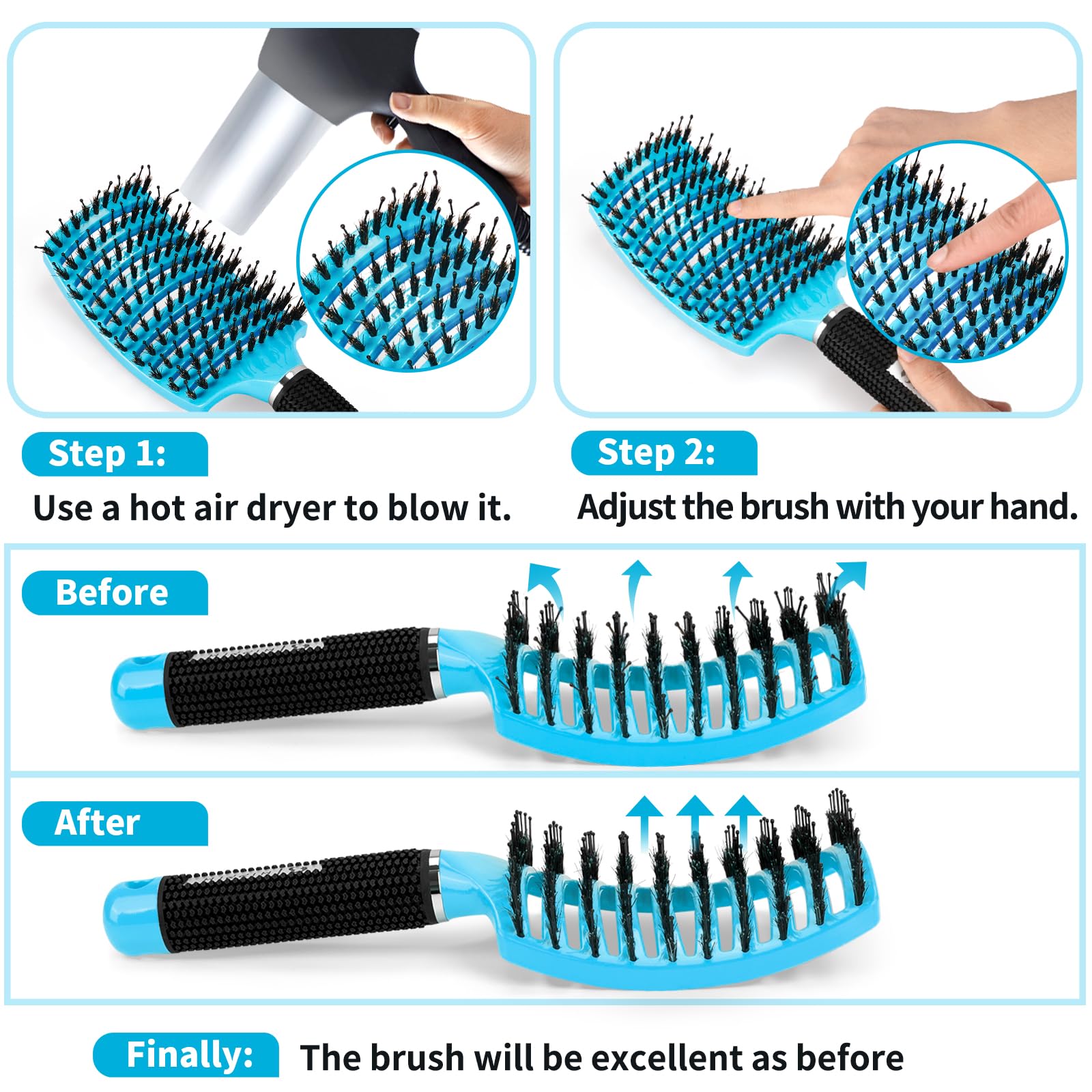 Brosse HIPPIH prête à l'emploi, emballage protégé et transport facile.