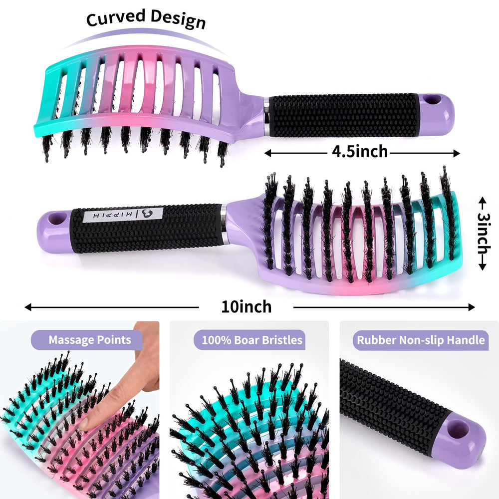 HIPPIH brosse à tiges nylon – démêlage efficace et massage du cuir chevelu.