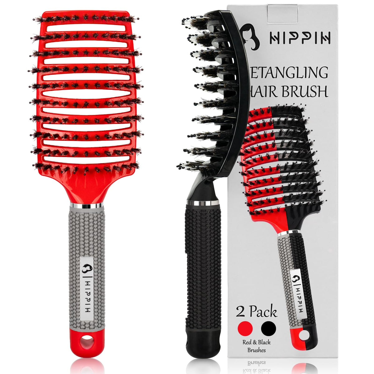 Brosse HIPPIH Voremy duo démêlant sans douleur sur tous types de cheveux