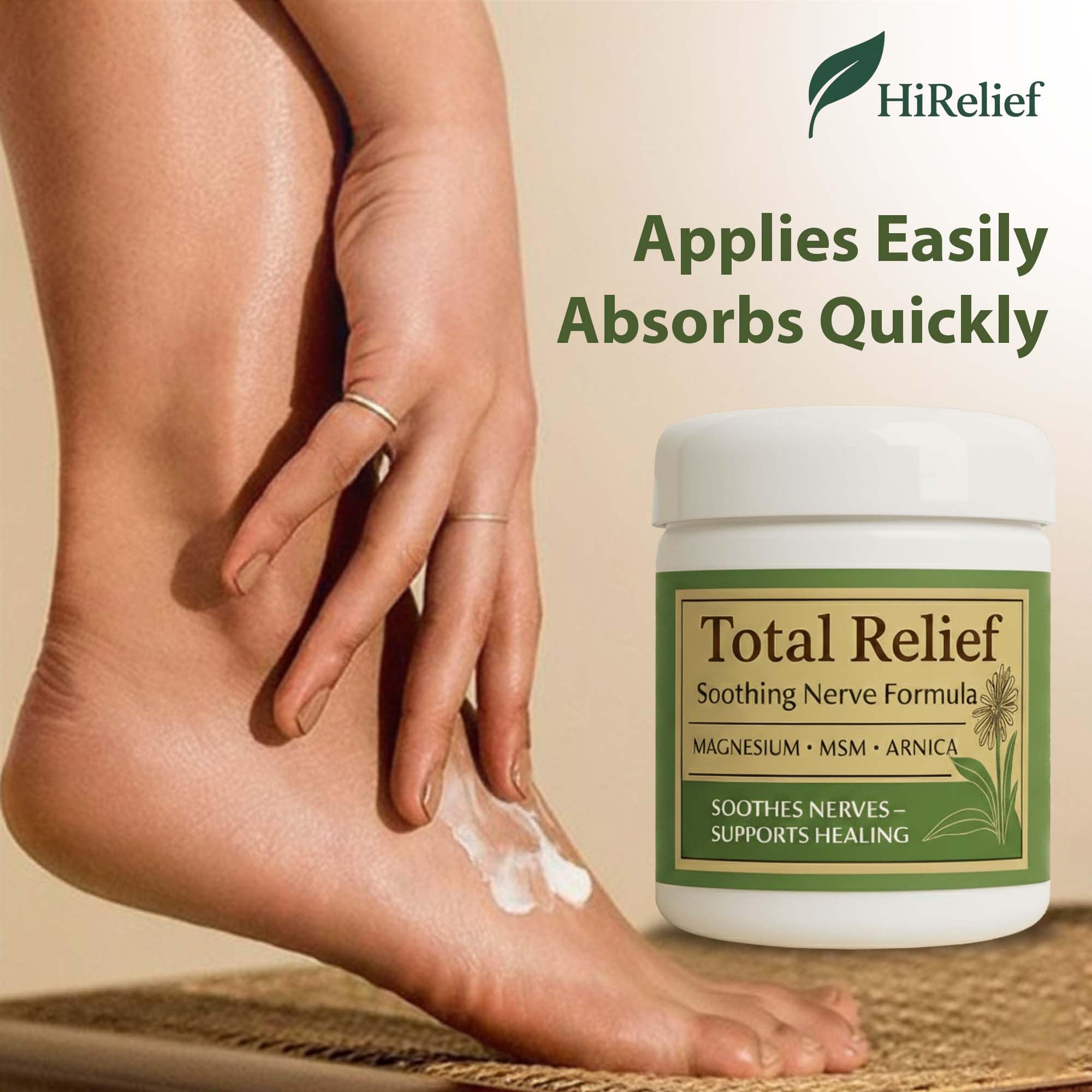 HiRelief Total Relief Crème Nerfs, flacon compact pour usage quotidien en déplacement.