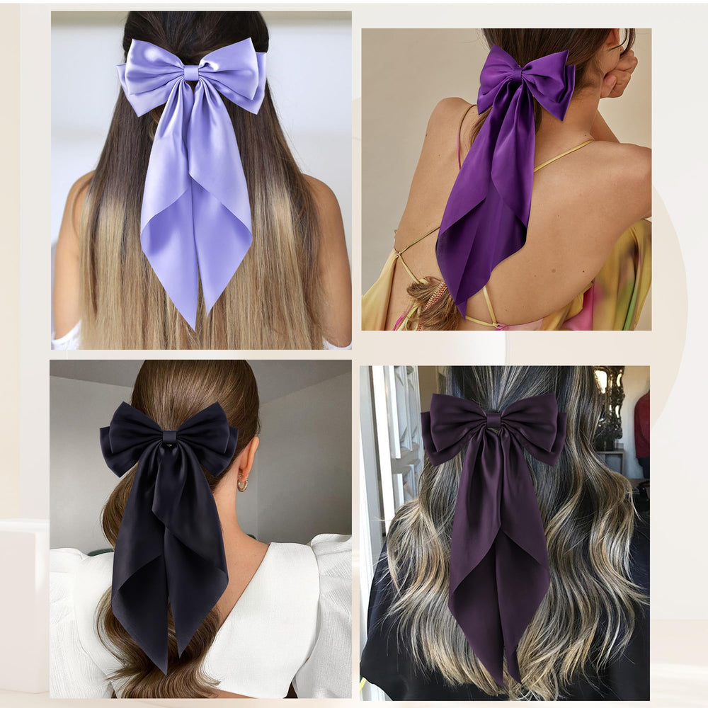 hisial broche cheveux noeud gros pourpre-rouge satin, look festif