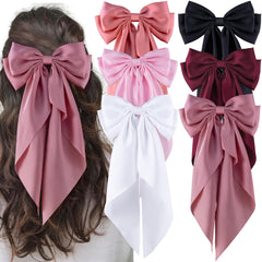 Barrette cheveux Hisial avec grand nœud satinée, parfaite pour cheveux longs