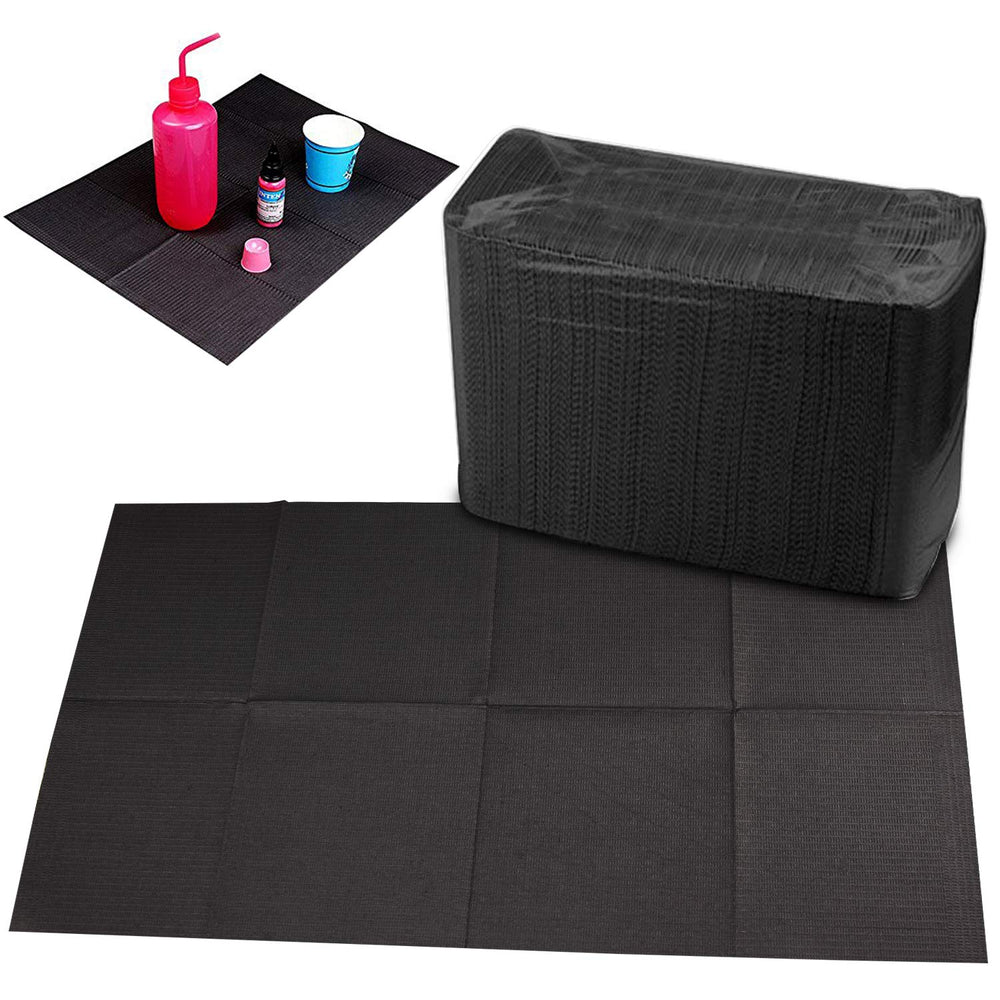 Hisight serviettes dentaires jetables noir, protection hygiénique lors des soins et tatouages.
