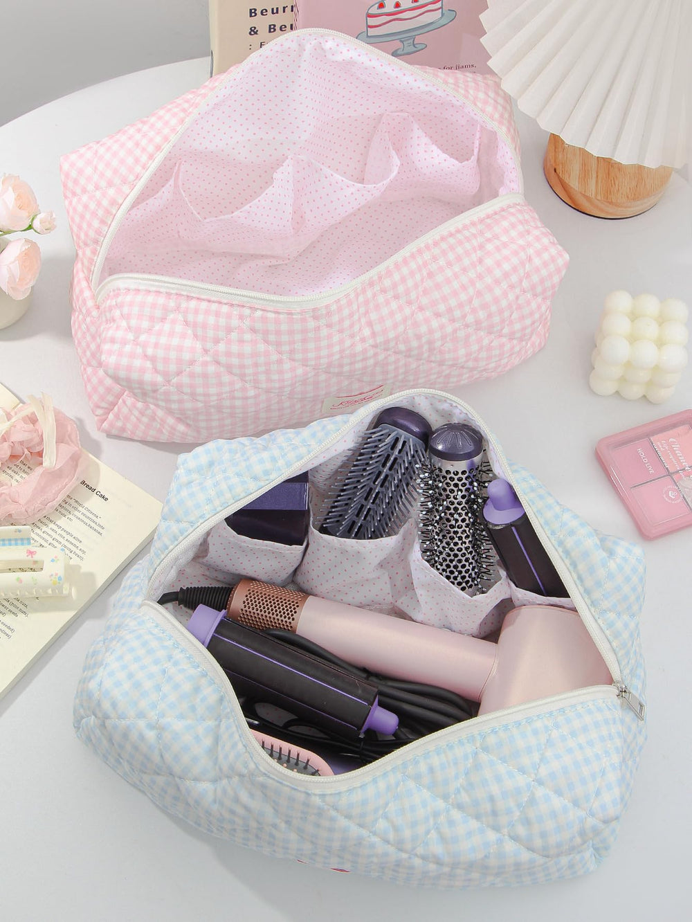 HiTotes étui voyage floral – accessoire élégant pour organisation des outils coiffure.