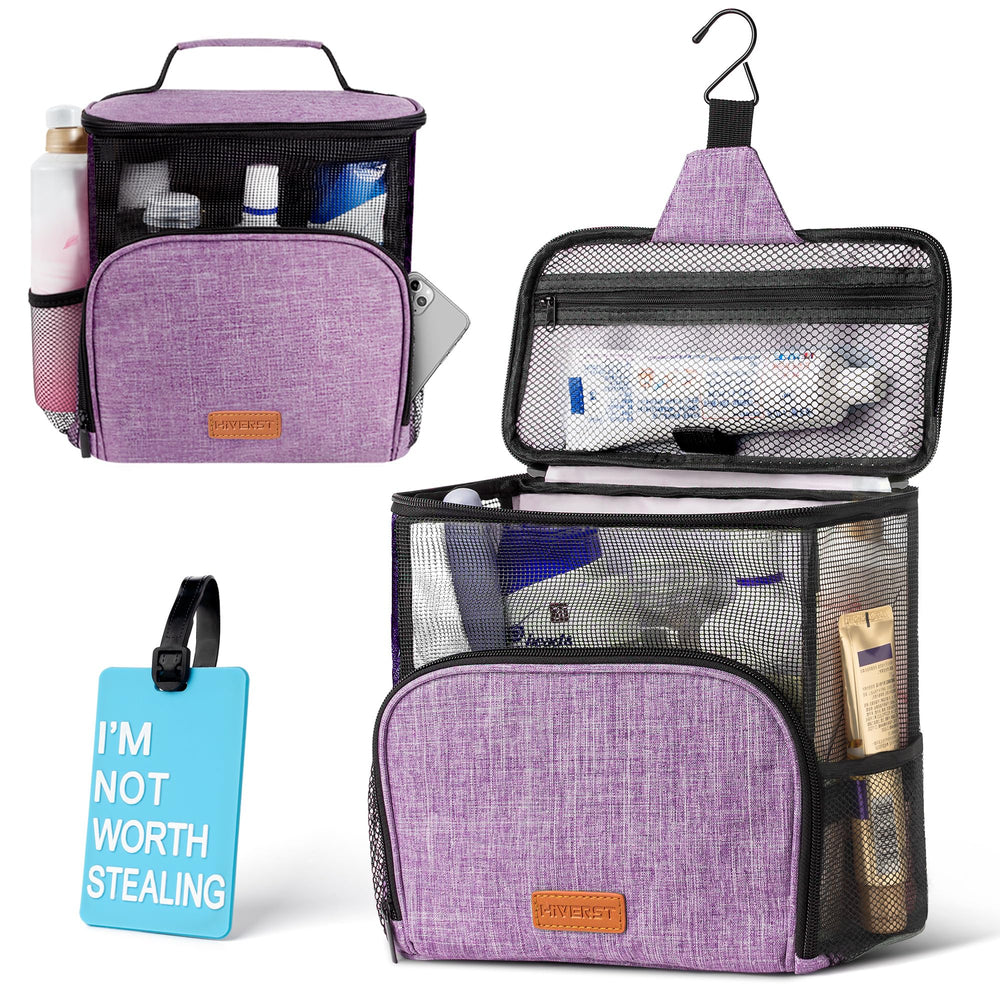 Hiverst sac toilette suspendu, maillage rapide, séchage efficace et accès facilité.