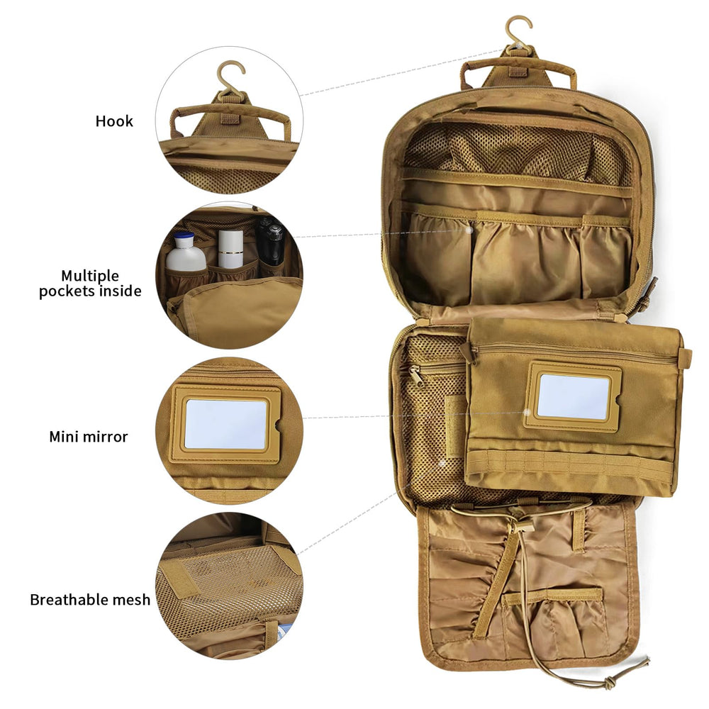 Trousse de toilette HJOKLS avec miroir détachable pour le rasage en déplacement.