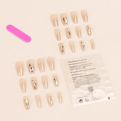 Ongles autocollants Hkanlre Coffin Doré Gradient, look élégant au quotidien.