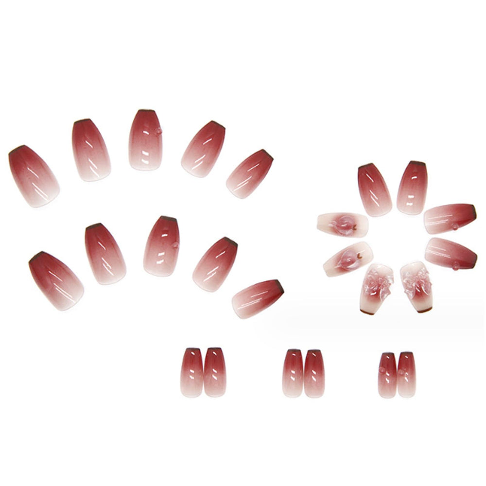 Ongles pressés Hkanlre coffret rose brillant et fini lustré.