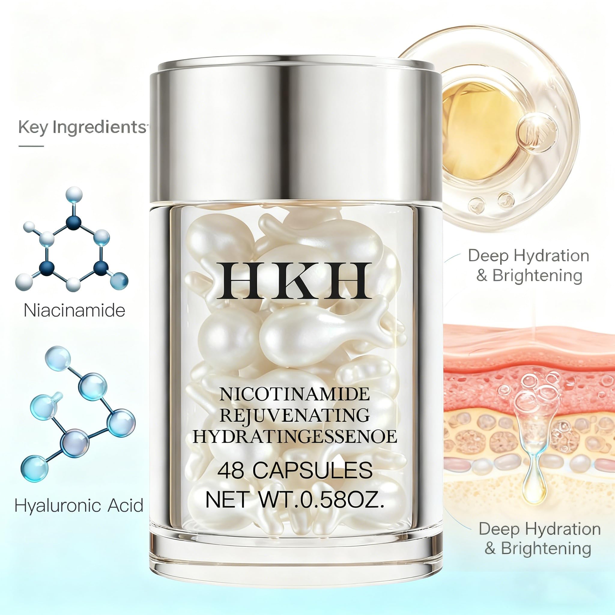 HKH Niacinamide Serum Capsules – ouverture facile des capsules pour appliquer le soin chaque jour