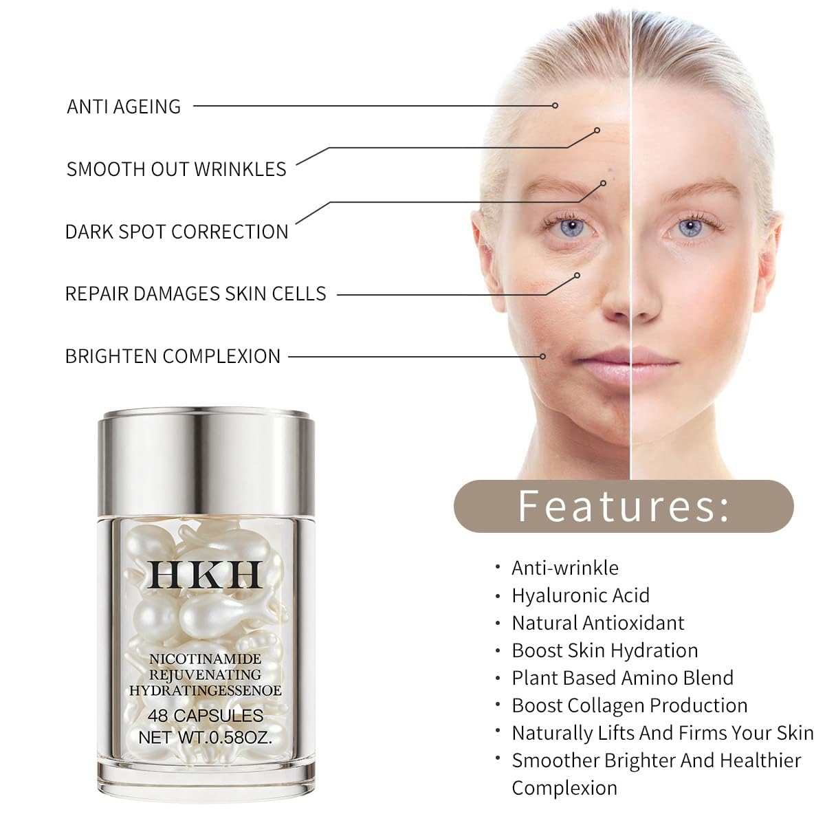 HKH Niacinamide Serum Capsules – texture légère prête à l’emploi et hydratante