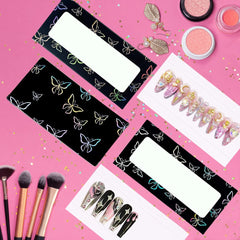 HLQHXWHZT boîtes ongles papillon laser noir pour une présentation haut de gamme.