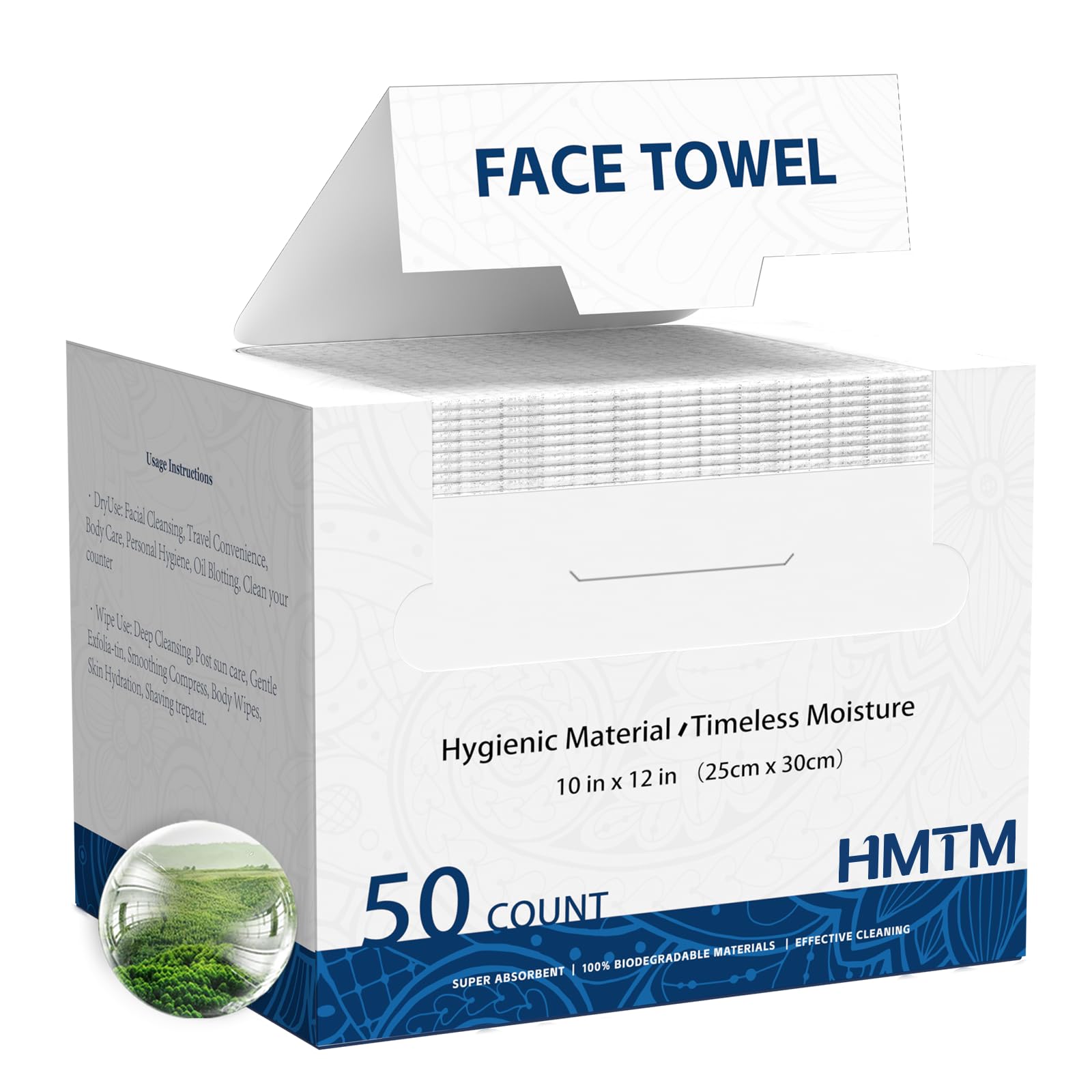 HMTM serviettes visage double-texture, démaquillage efficace et nettoyage en douceur.