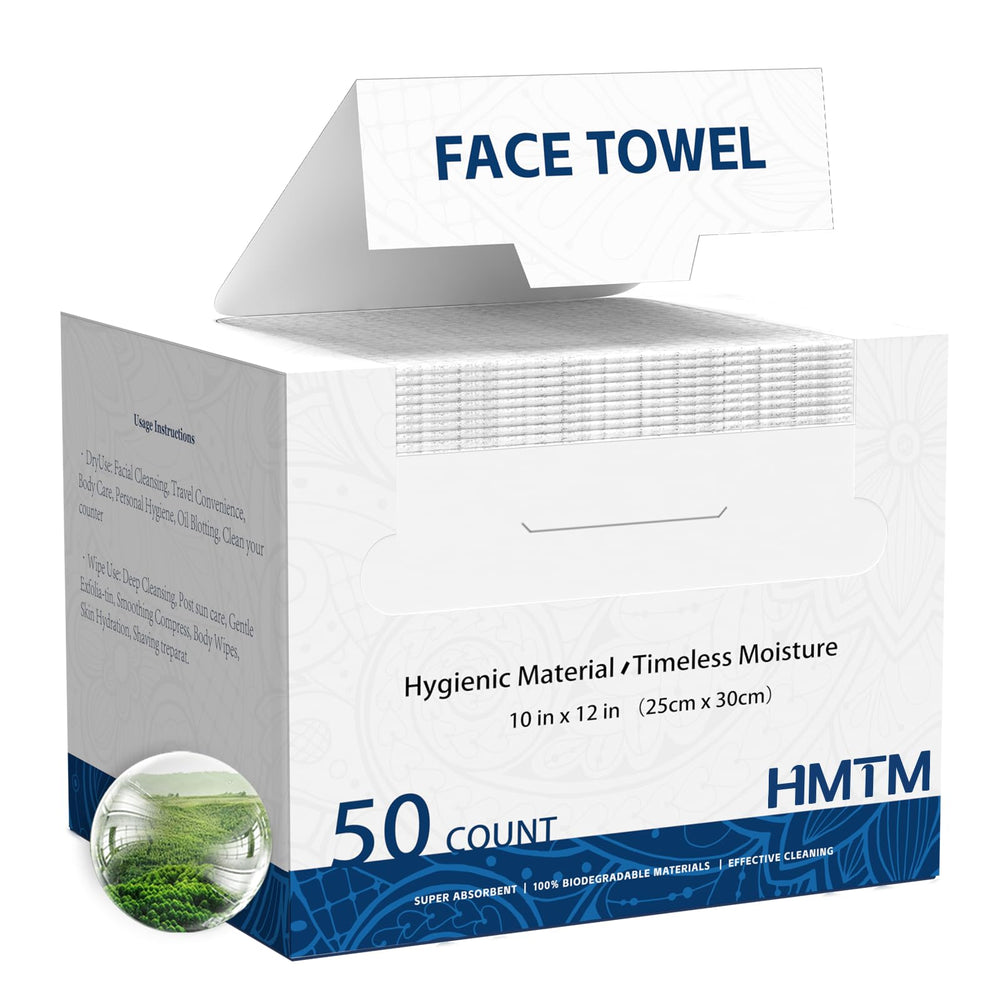 HMTM serviettes visage double-texture, démaquillage efficace et nettoyage en douceur.