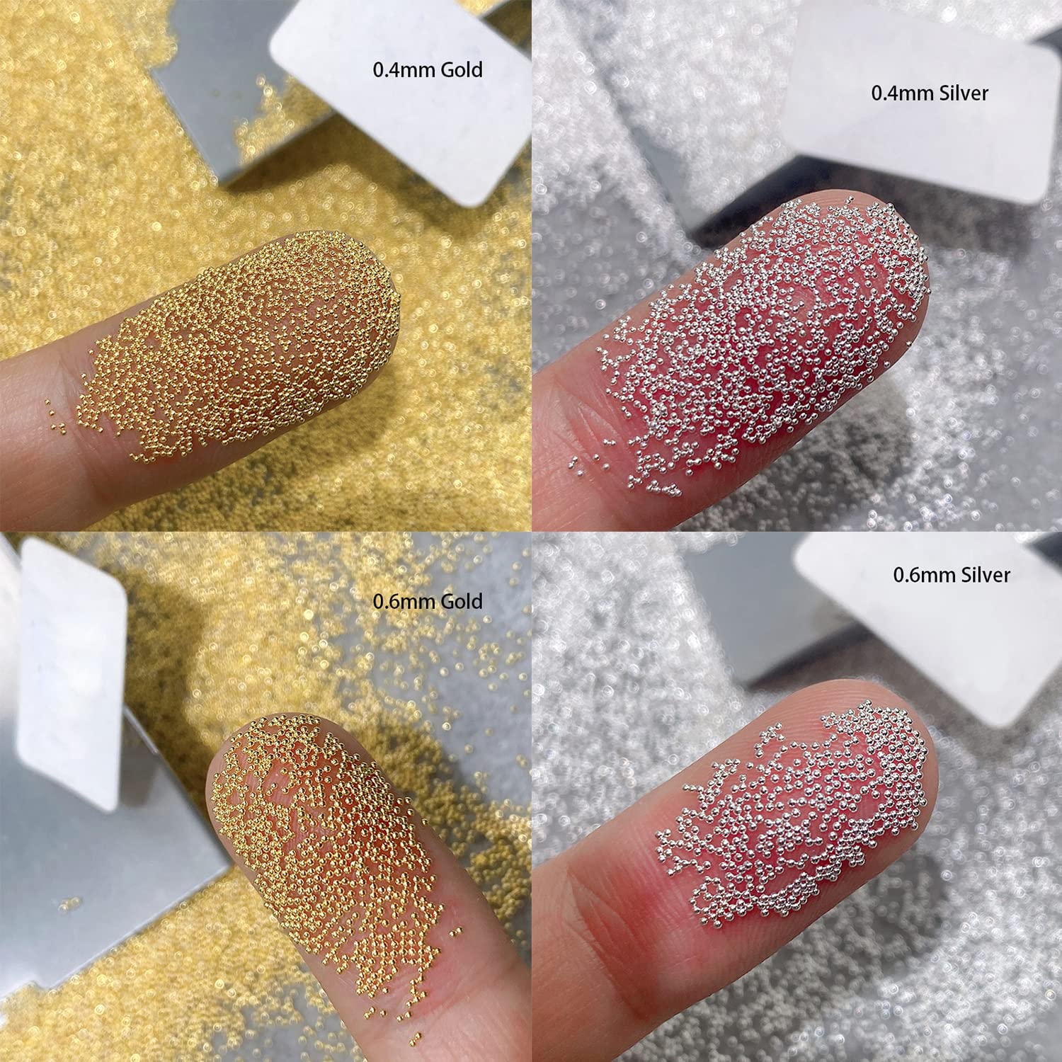 HNUIX perles or rose pour ongles, style 3D éclatant.