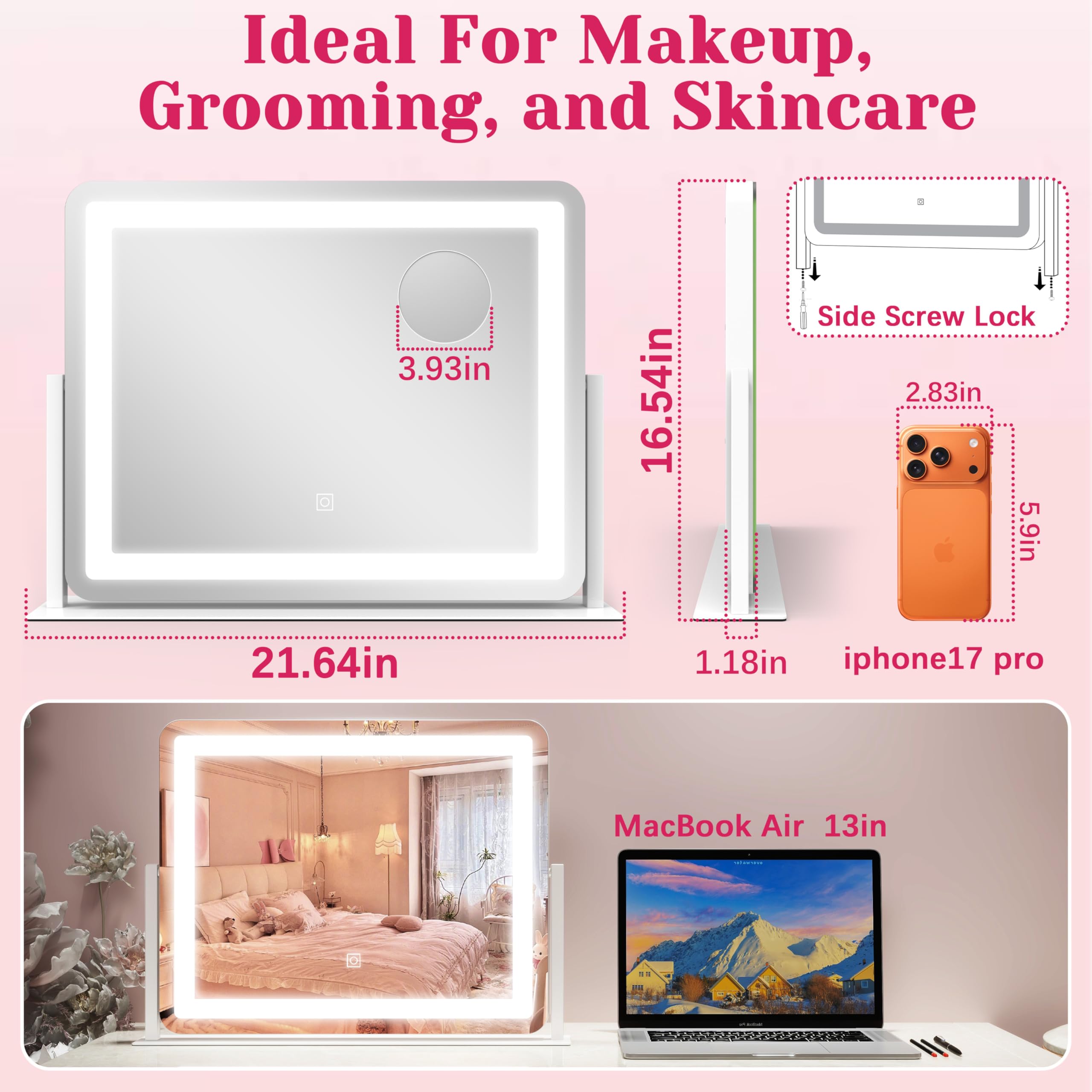 Miroir HNV vanité base anti-dérapante protège la table.