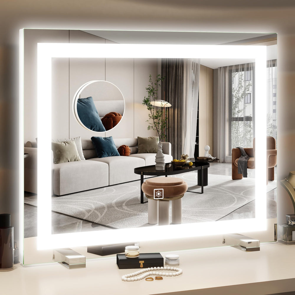 Miroir lumineux HNV 22x20 - grand angle pour maquillage et coiffure.