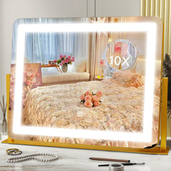 Miroir de vanité HNV doré grand pour maquillage et soin