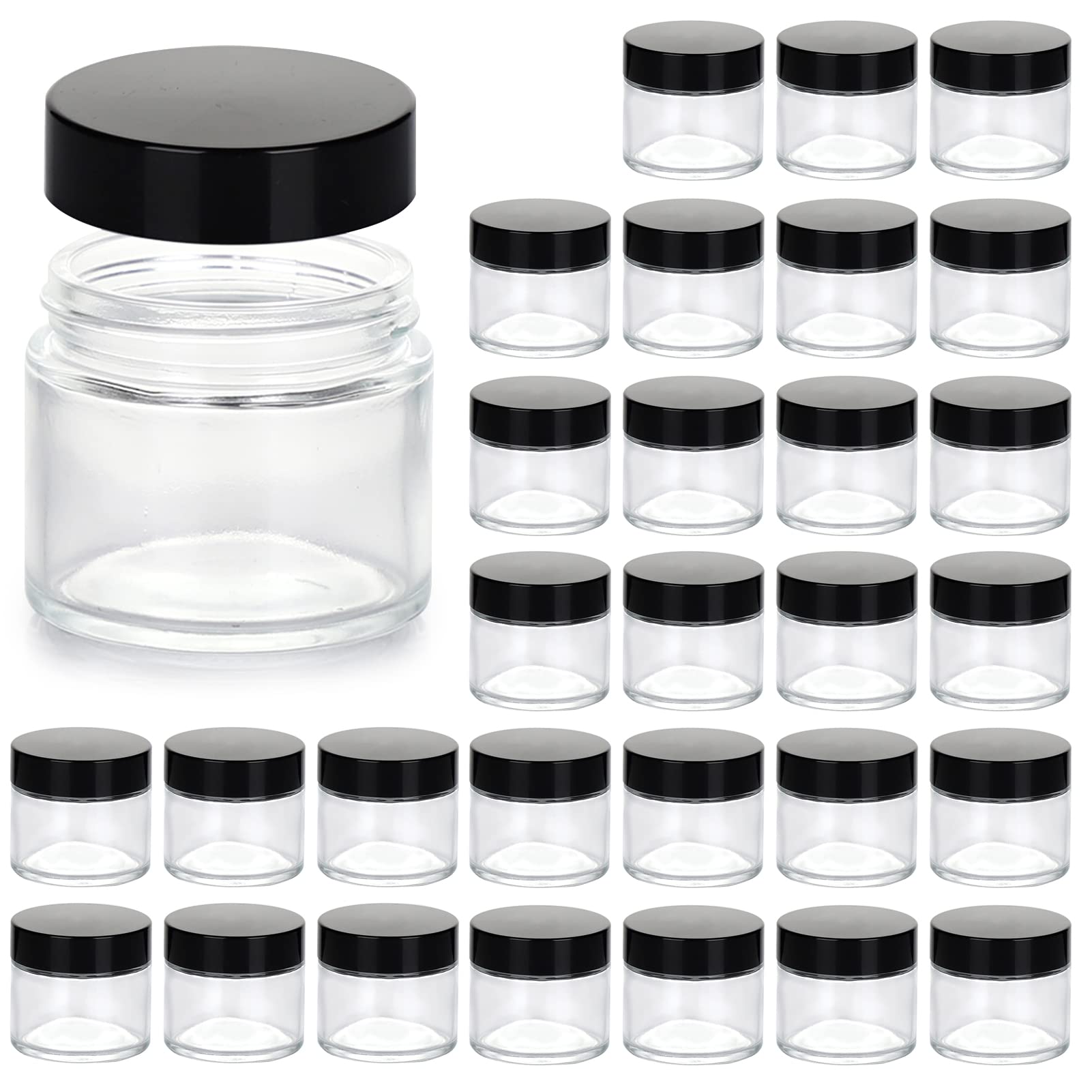 Bocal Hoa Kinh 2oz avec bouchon noir, parfait pour stocker crèmes et lotions en voyage.