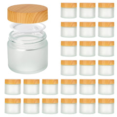 11 Hoa Kinh bocal en verre dépoli 2oz avec couvercle bois, lot de 24