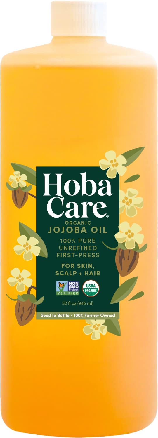 HobaCare huile jojoba pur bouteille: soin hydratant léger pour peau et visage.