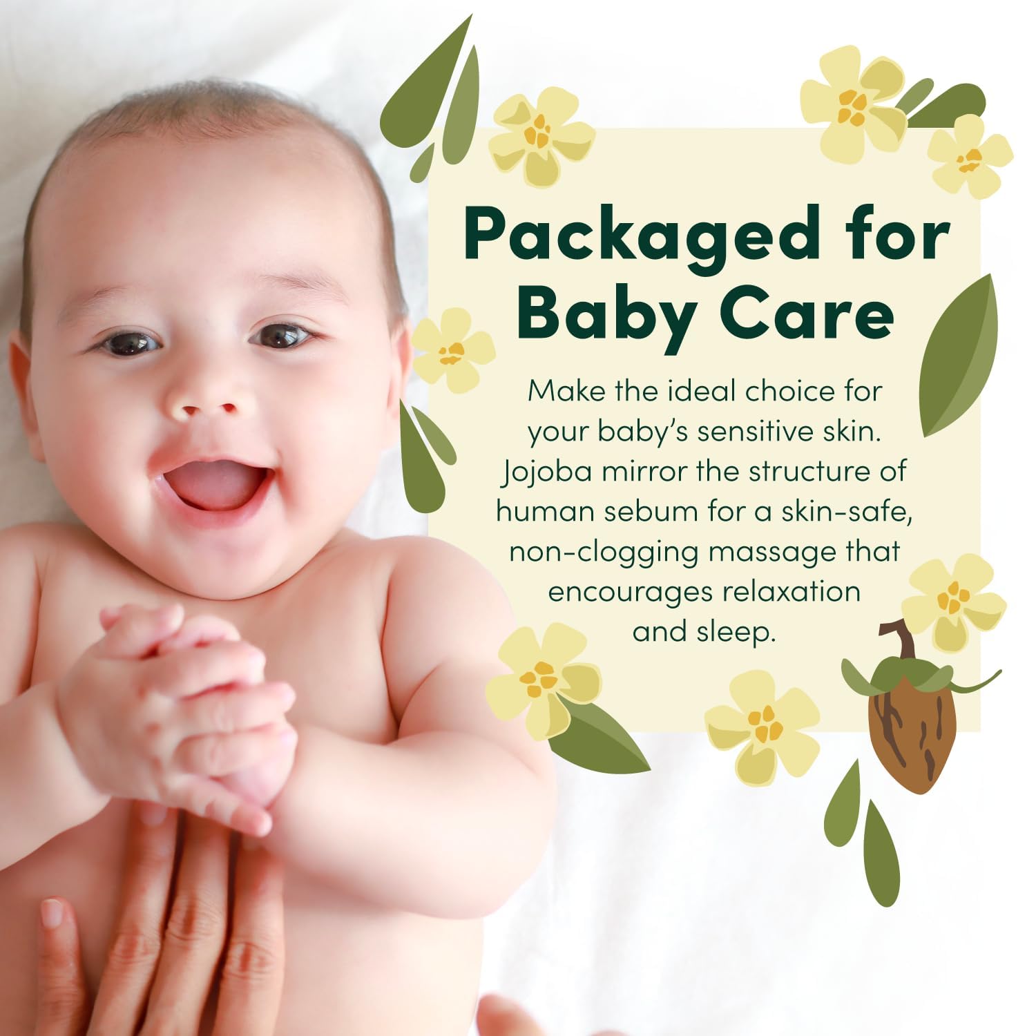 HobaCare huile jojoba purifiée pour massage, glisse fluide et peau hydratée.