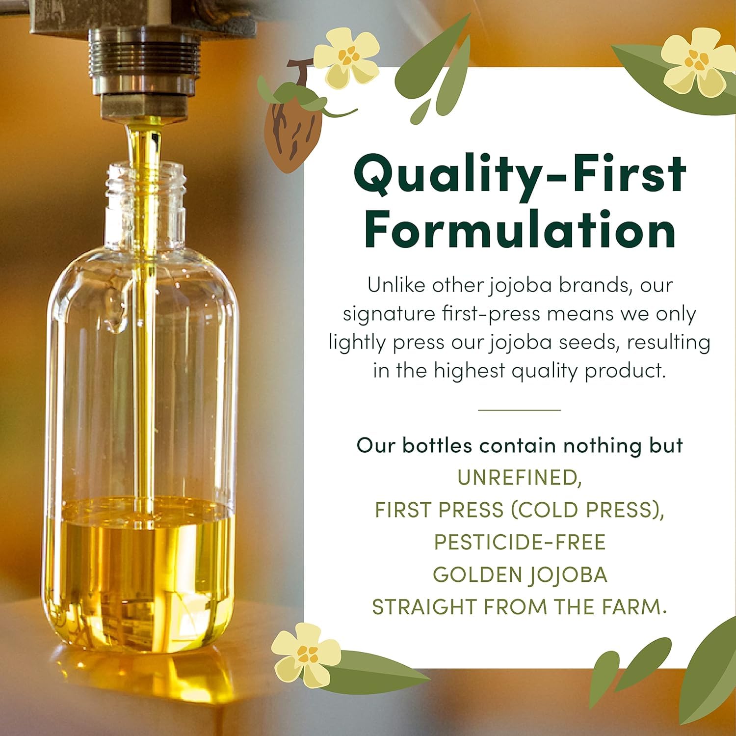 HobaCare huile jojoba purifiée pour soins cheveux, démêlage doux et nourrissant.