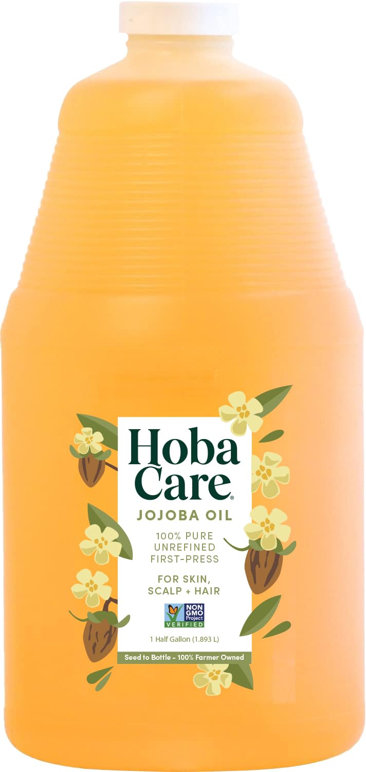 HobaCare Jojoba: bouteille 64oz, huile porteuse polyvalente pour peau et cheveux.