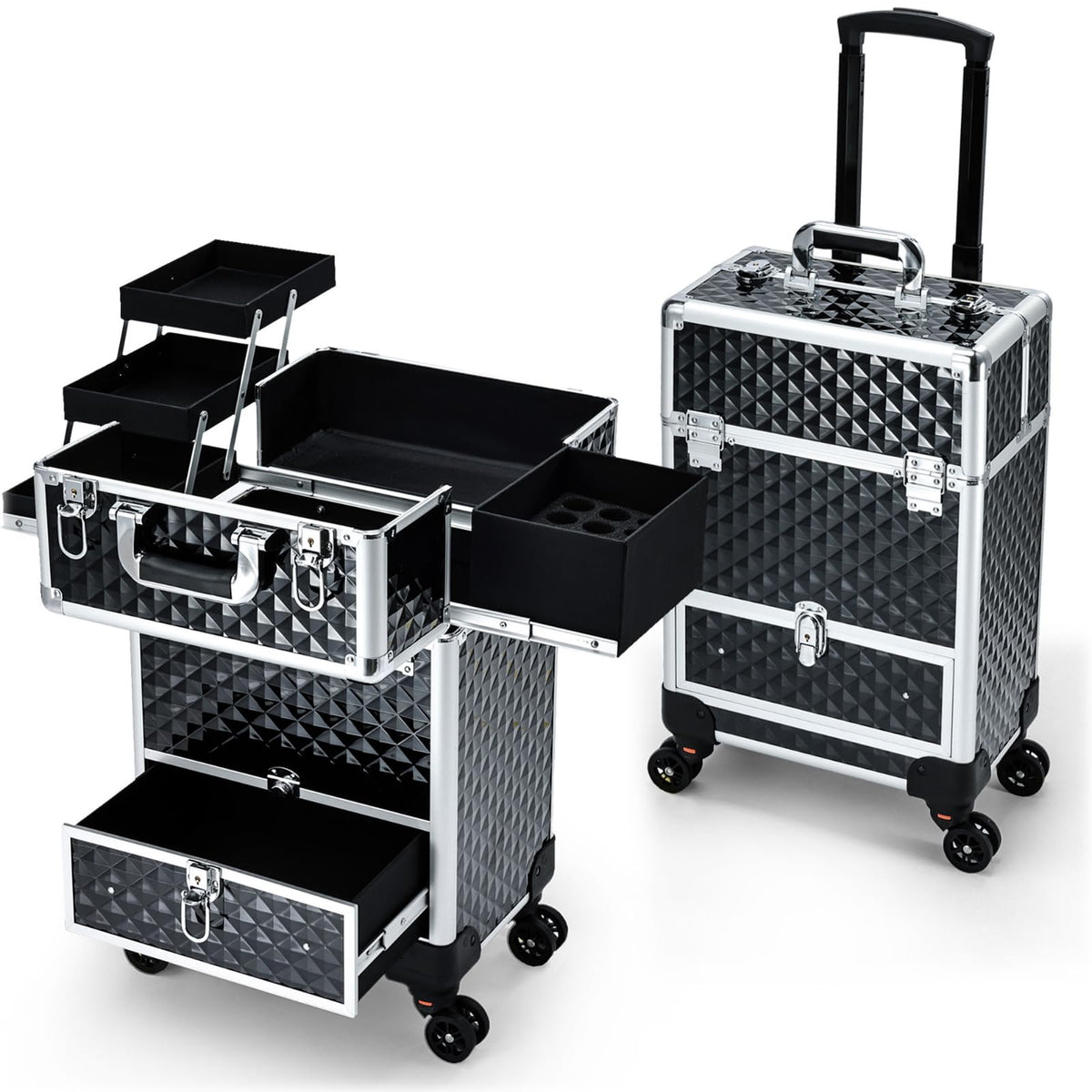 Hododou Coffre maquillage roulant – structure aluminium robuste pour le transport.