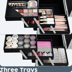 Hododou coffret maquillage roulant bleu — grand compartiment pour outils et palettes.