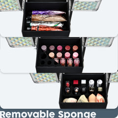 Hododou coffret maquillage roulant bleu — roues 360° pour déplacements silencieux et fluides.