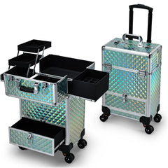 Hododou coffret maquillage roulant bleu — vue générale pour le transport pro et l'organisation.