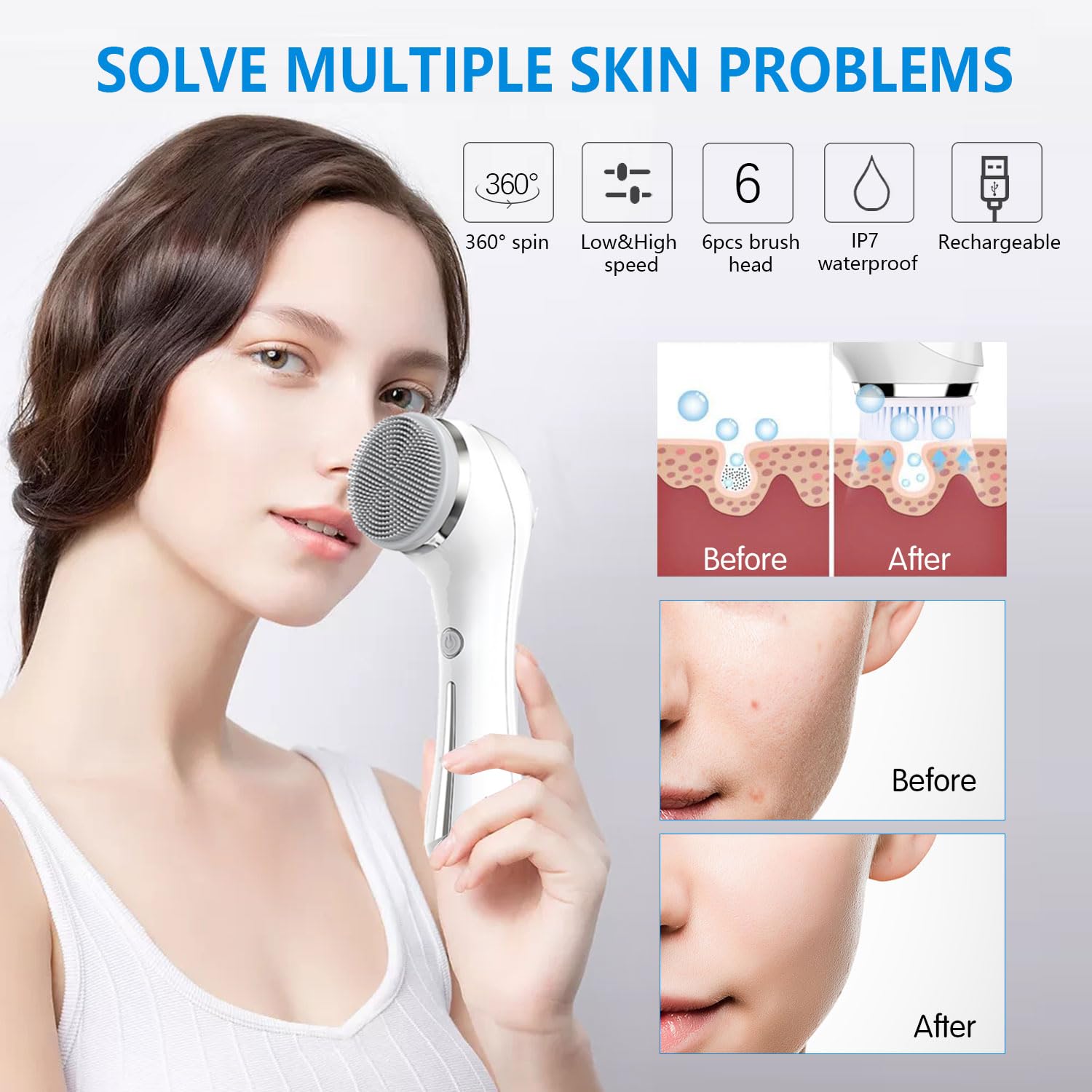 HOERCAAL tête-brosse silicone pour peaux sensibles.
