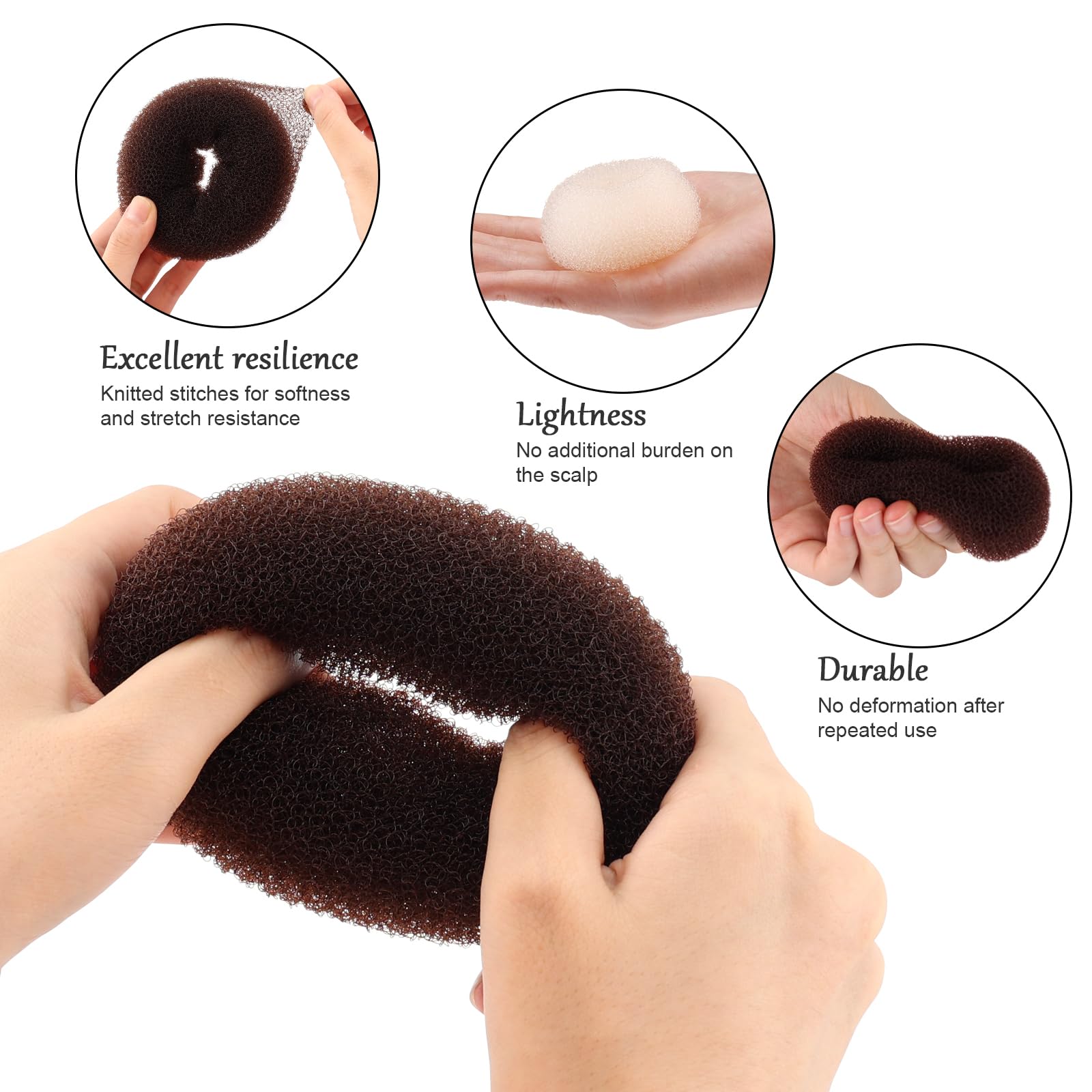 HOFASON accessoire cheveux anneau-chignon moyen marron, apporte du volume facilement.