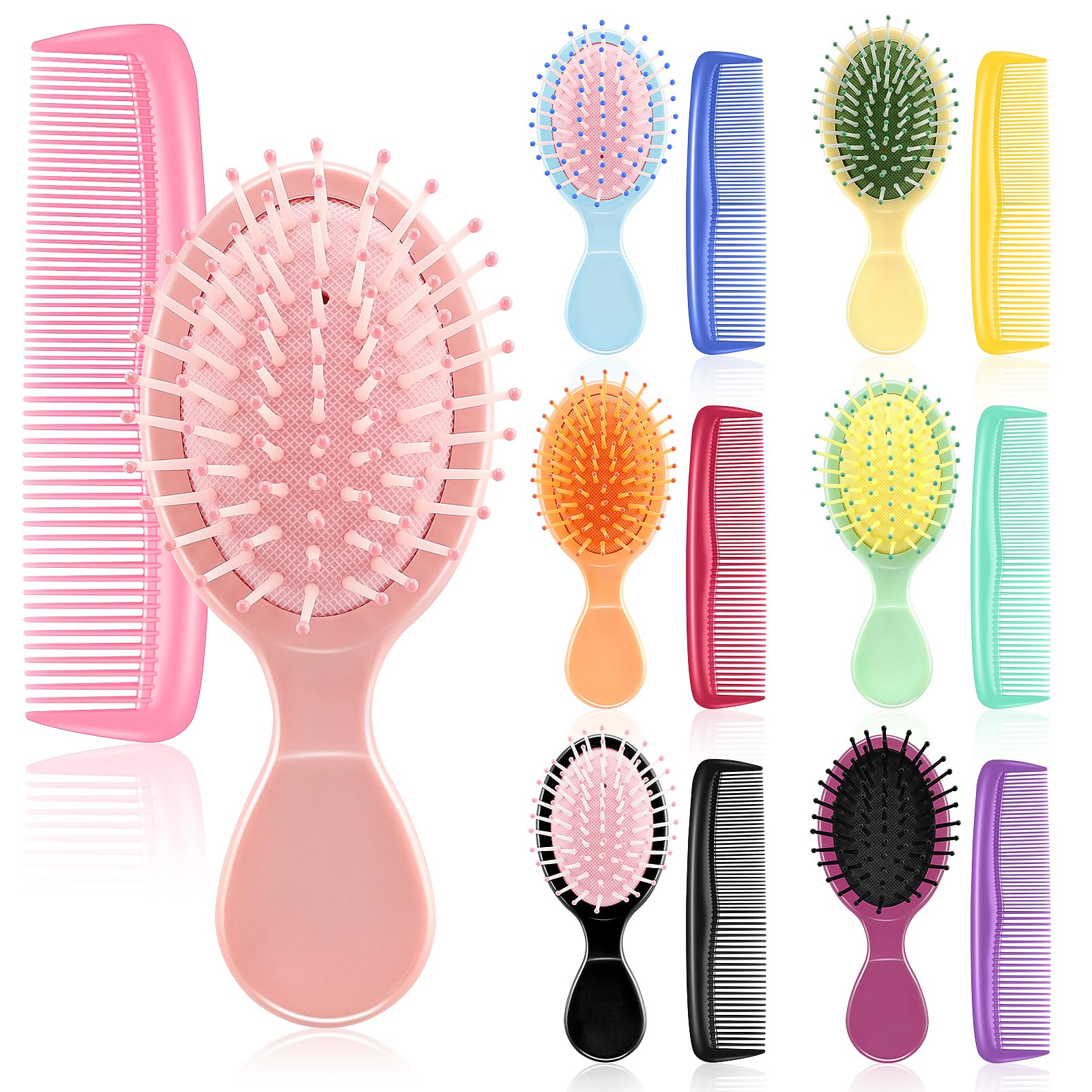 Brosse humide mini HOFASON noir et rose, idéale pour démêler rapidement en voyage.