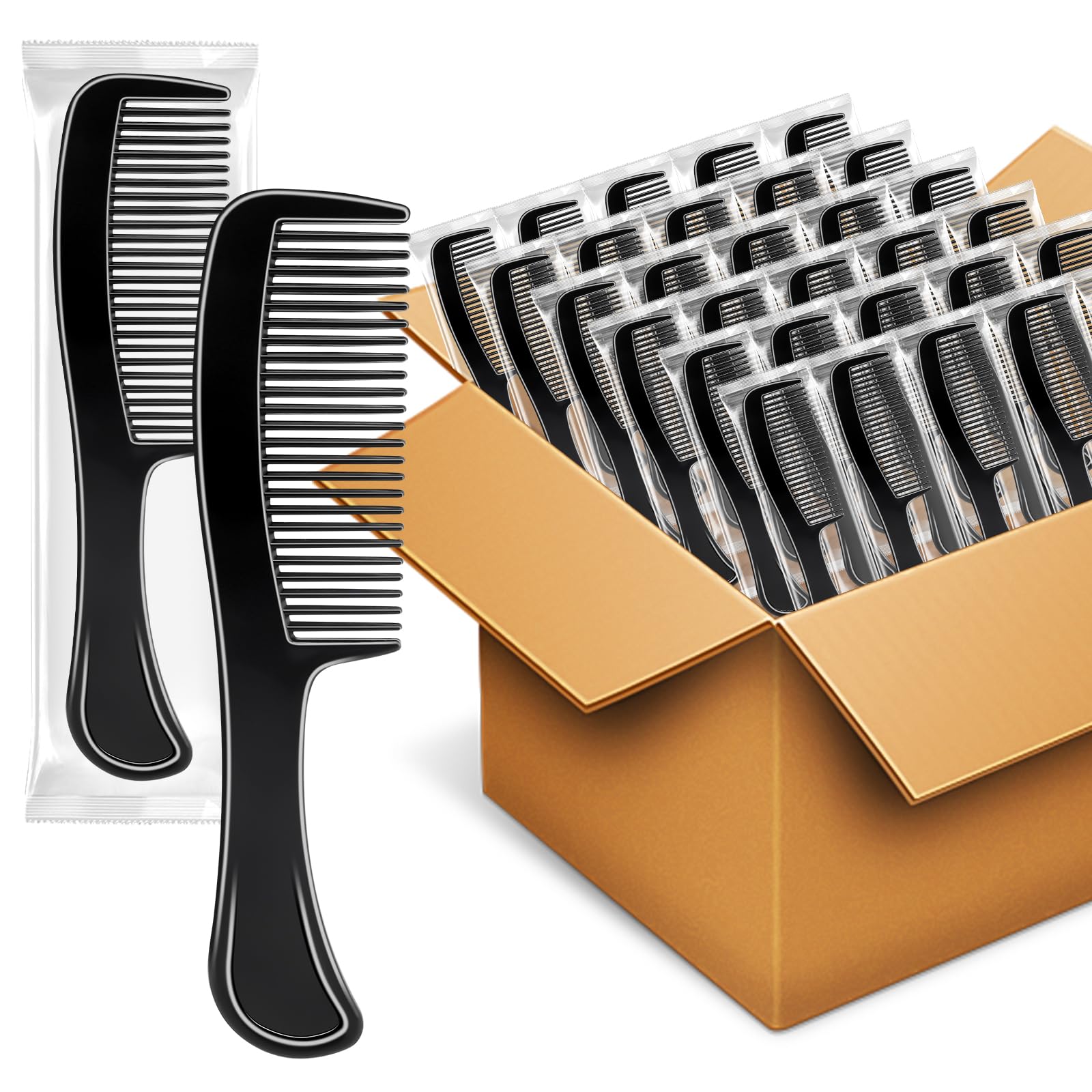 Peigne Hofason noir à dents larges, démêlage facilité des cheveux