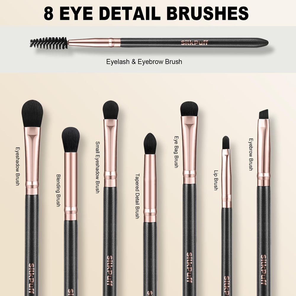 HOIFA SilkPuff pinceaux yeux – formes variées pour contour et détail.