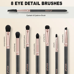 HOIFA SilkPuff pinceaux yeux – formes variées pour contour et détail.