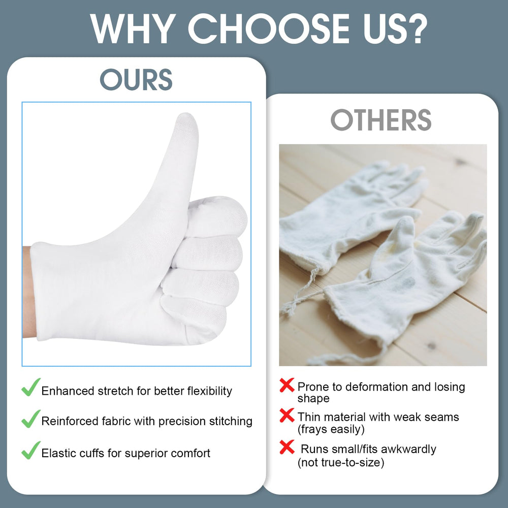 Gants coton blancs Hoiny, lavables en machine et durables.