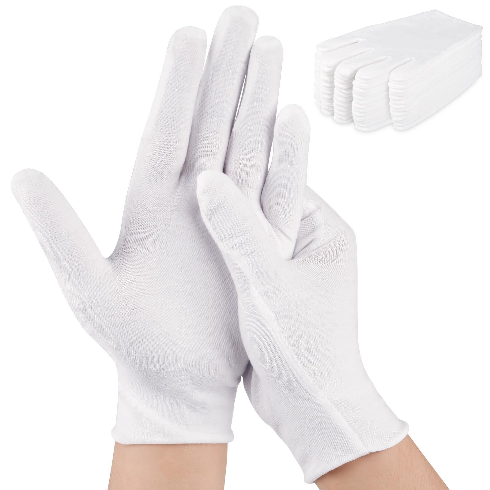 Gants coton blancs Hoiny pour hydratation nocturne et soin des mains sèches.