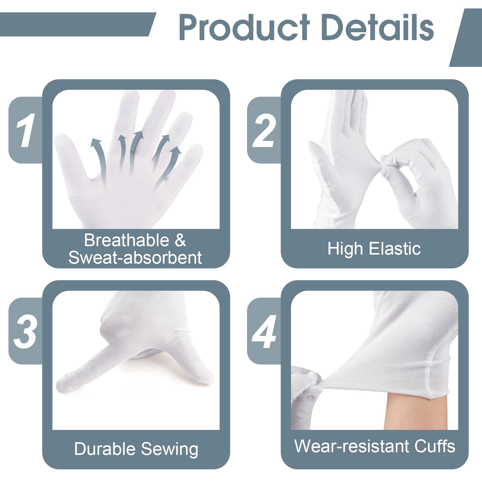 Gants coton blancs Hoiny pour soin des bijoux avec précision et douceur.