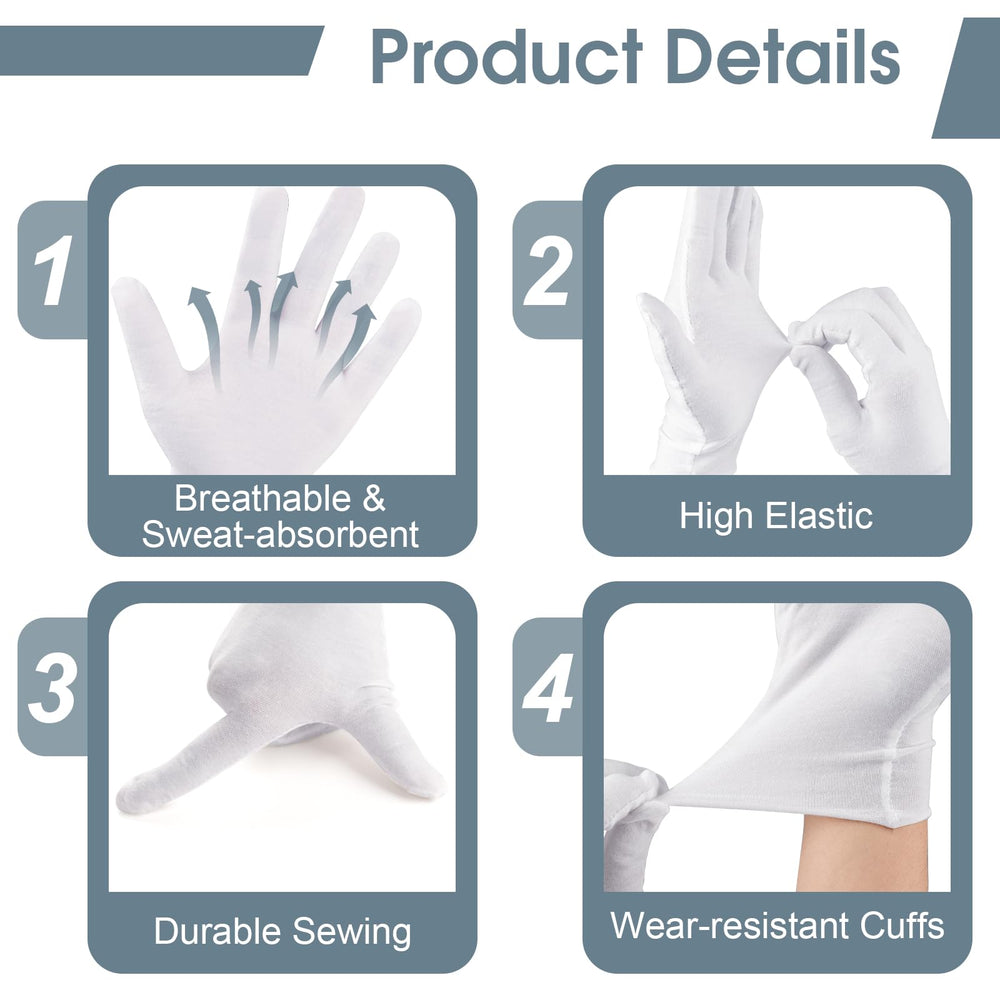 Gants coton blancs Hoiny pour soin des bijoux avec précision et douceur.